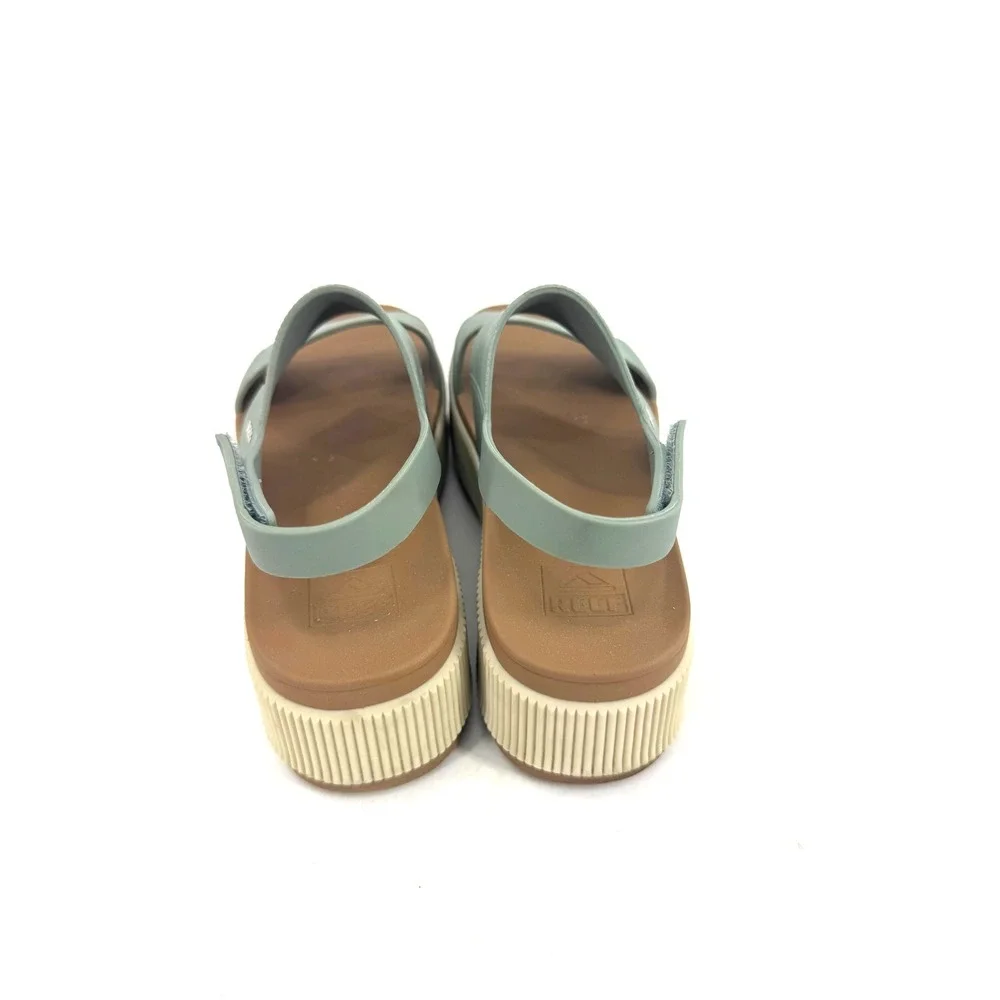 Reef Women's Platform Sandals in Sage Green and Cream